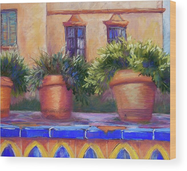 Andalucia Wood Print featuring the pastel Terracotta and Tiles by Candy Mayer