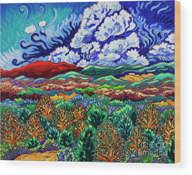 Southwestern Landscape Wood Print featuring the painting That's Where You'll Find Me by Cathy Carey
