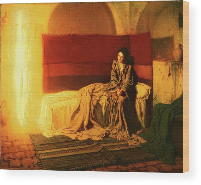 Henry Ossawa Tanner Wood Print featuring the painting The Annunciation by Henry Ossawa Tanner