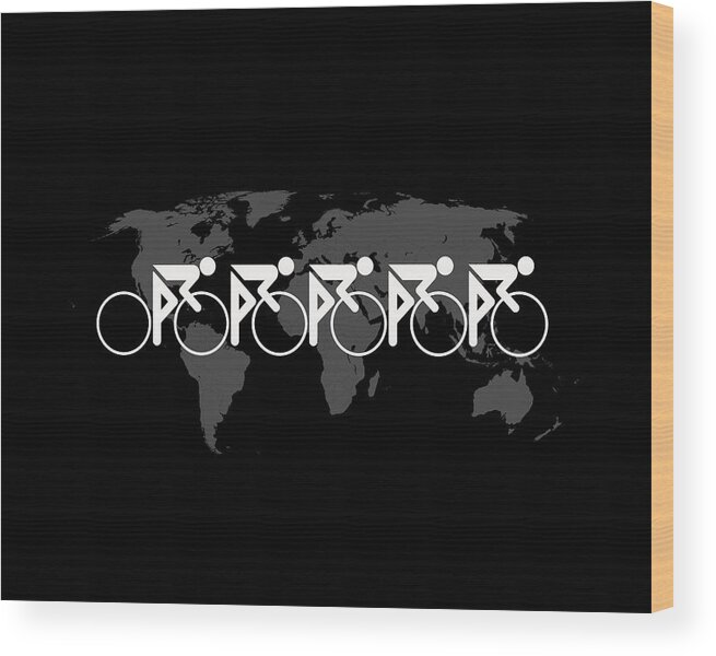 Action Wood Print featuring the photograph The Bicycle Race 3 White On Black by Brian Carson