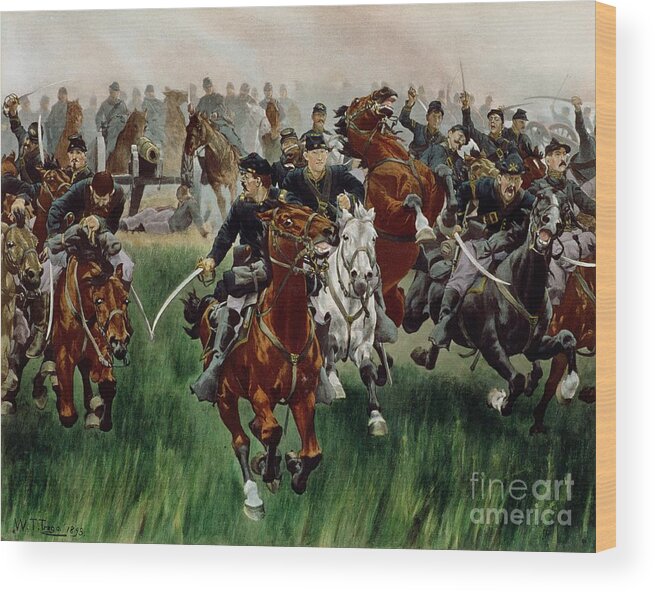 Cavalry Wood Print featuring the painting The Cavalry by WT Trego
