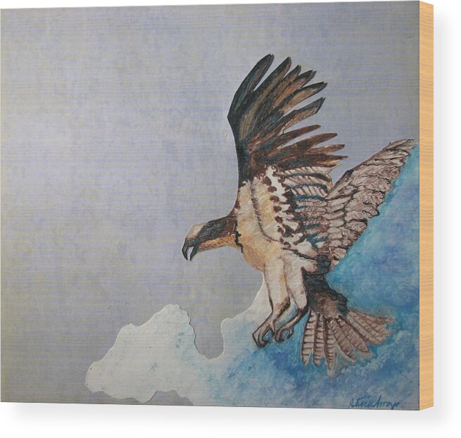 Birds Wood Print featuring the painting The Cloud Surfer by Patricia Arroyo