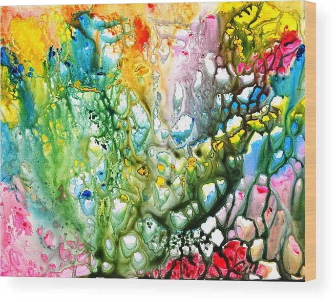 Yupo Wood Print featuring the painting The coral abstract painting by Manjiri Kanvinde