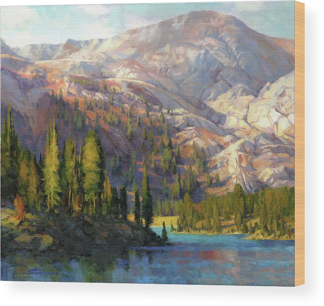 Mountain Wood Print featuring the painting The Divide by Steve Henderson