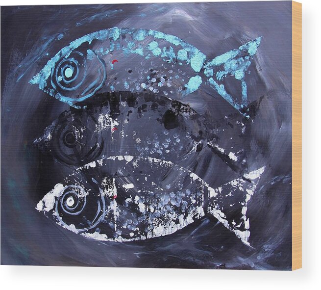Fish Wood Print featuring the painting The End of This is Near by J Vincent Scarpace