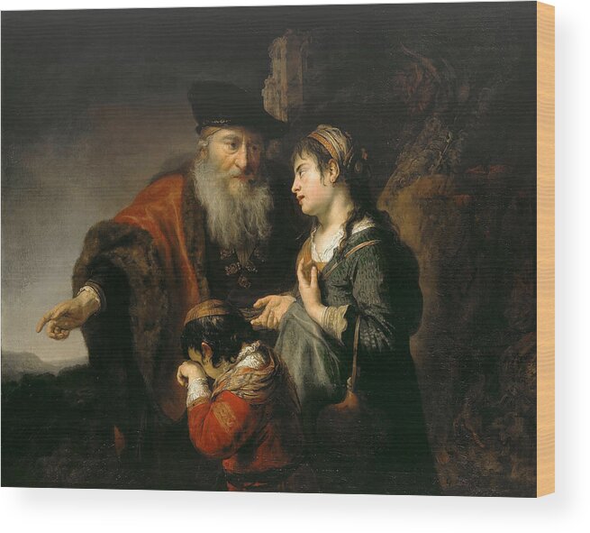 Govert Flinck Wood Print featuring the painting The Expulsion of Hagar by Govert Flinck
