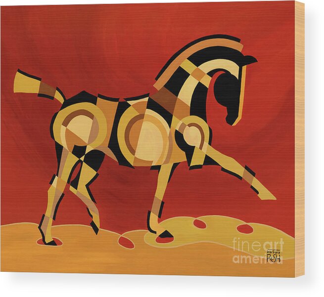Dressage Art Wood Print featuring the painting The Extension of Equus by Barbara Rush