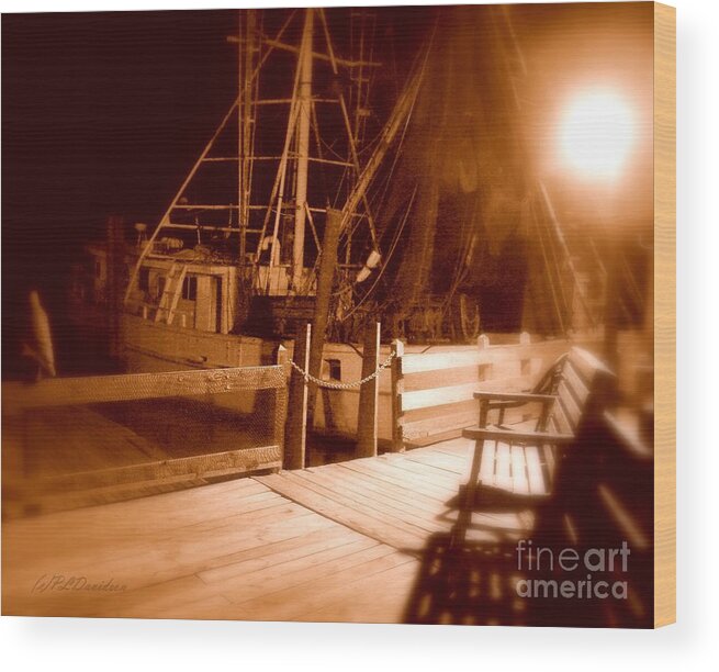 Night Wood Print featuring the photograph The Ghost Ship by Pat Davidson