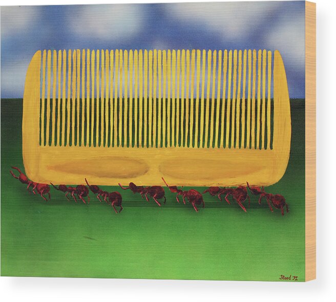 Surrealism Wood Print featuring the painting The Great Escape by Thomas Blood