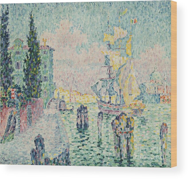 Signac Wood Print featuring the painting The Green House, Venice by Paul Signac