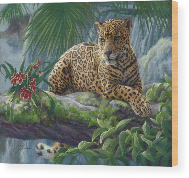 Jaguar Wood Print featuring the painting The Jaguar by Lucie Bilodeau