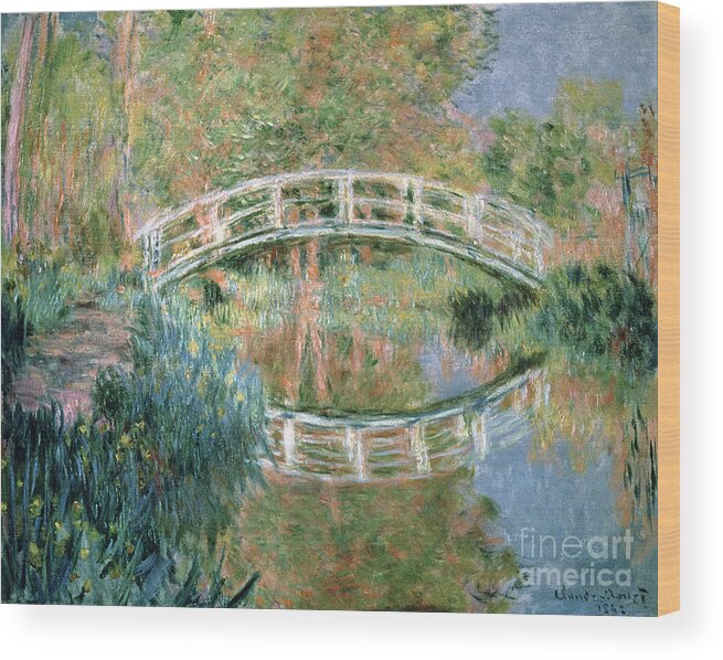 The Japanese Bridge Wood Print featuring the painting The Japanese Bridge by Claude Monet