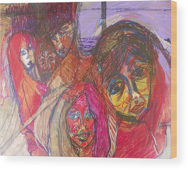 Expressive Wood Print featuring the painting The Jones Family by Judith Redman