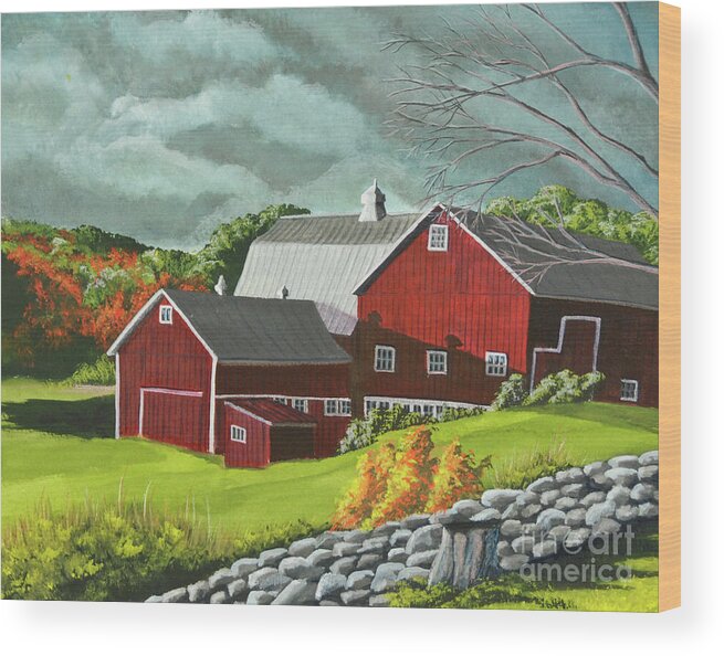 Barn Painting Wood Print featuring the painting The Light After The Storm by Charlotte Blanchard