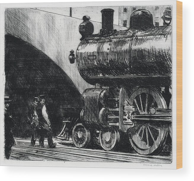 Edward Hopper Wood Print featuring the drawing The Locomotive by Edward Hopper