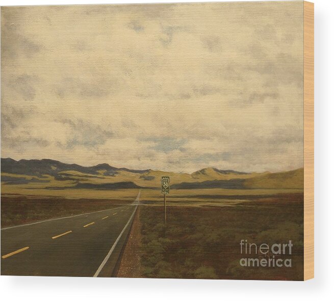 Nevada Wood Print featuring the painting The Loneliest Road by Paul K Hill