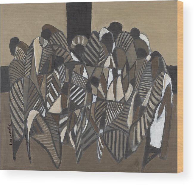 Abstract On Images Wood Print featuring the painting The Money Changers by Leonard R Wilkinson 