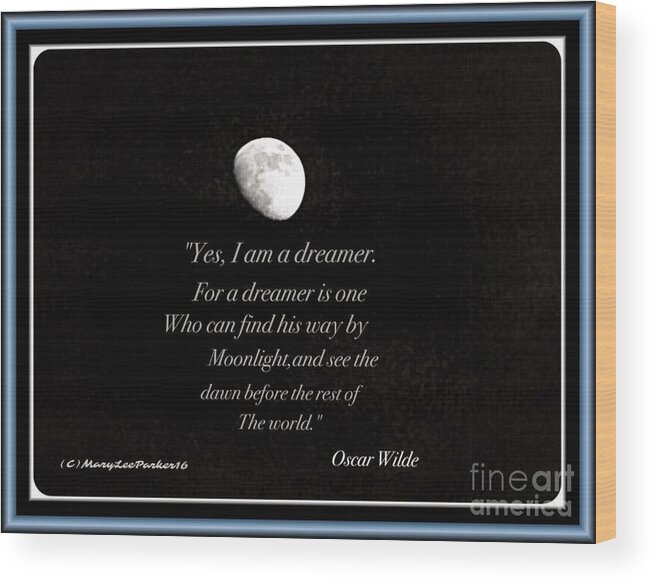 The Moon Wood Print featuring the digital art The Moon by MaryLee Parker