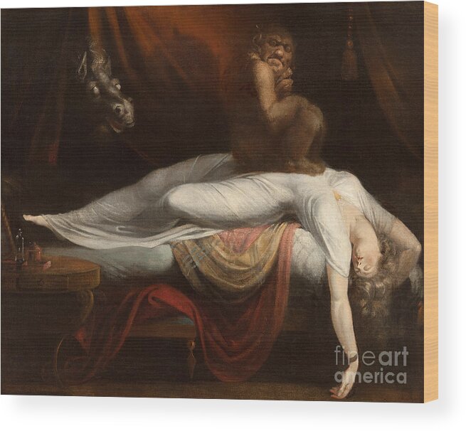 The Wood Print featuring the painting The Nightmare by Henry Fuseli