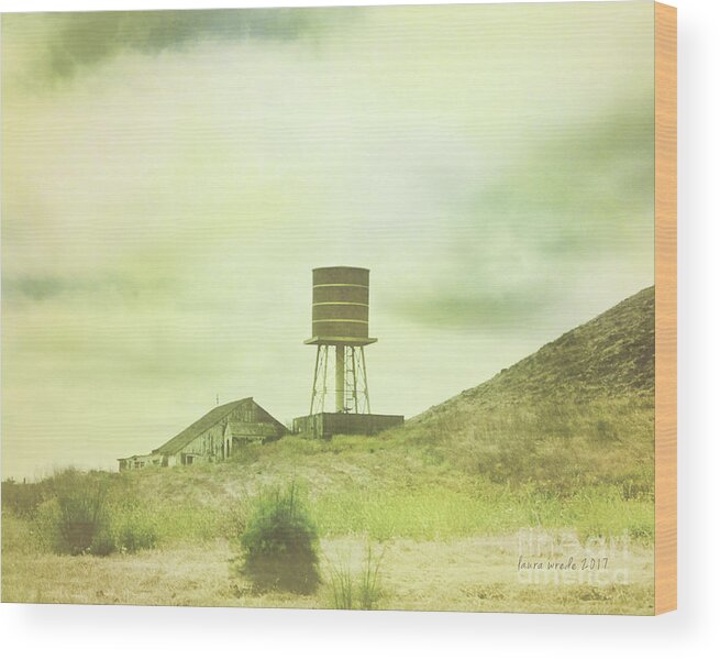 Old Barn Wood Print featuring the photograph The Old Barn and Water Tower in Vintage Style San Luis Obispo California by Artist and Photographer Laura Wrede