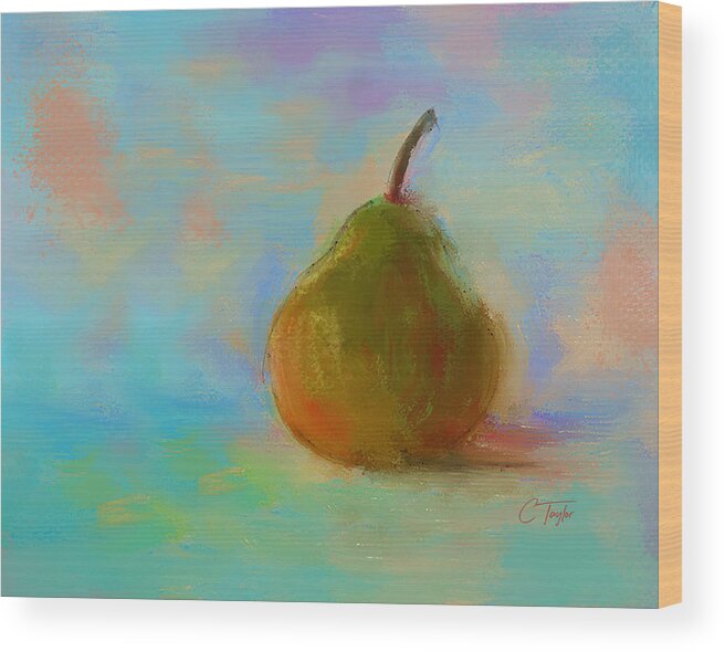 Fruits Wood Print featuring the painting The Pear by Colleen Taylor