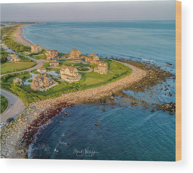 Westerly Wood Print featuring the photograph The Point at Weekapaug by Veterans Aerial Media LLC