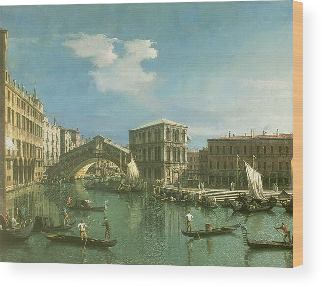 The Wood Print featuring the painting The Rialto Bridge by Canaletto