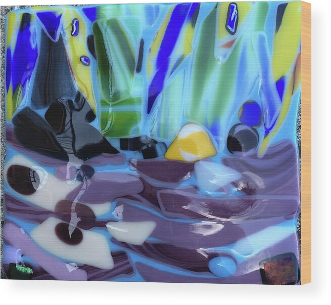 Glass Wood Print featuring the glass art The River by Suzanne Udell Levinger