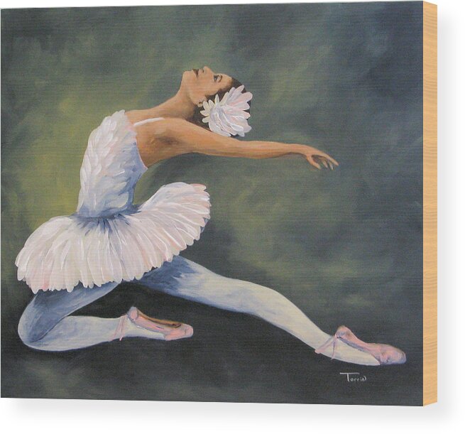 Ballerina Wood Print featuring the painting The Swan IV by Torrie Smiley