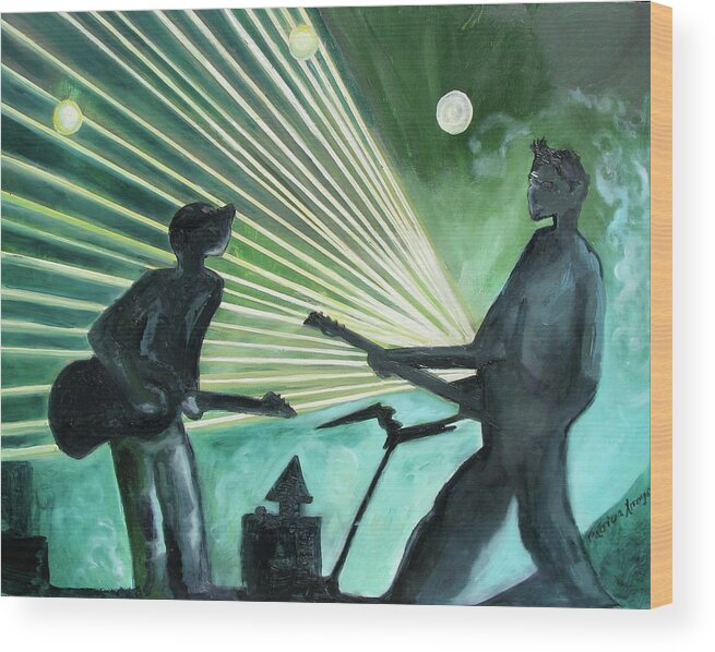 Music Wood Print featuring the painting The Um Experience number one by Patricia Arroyo