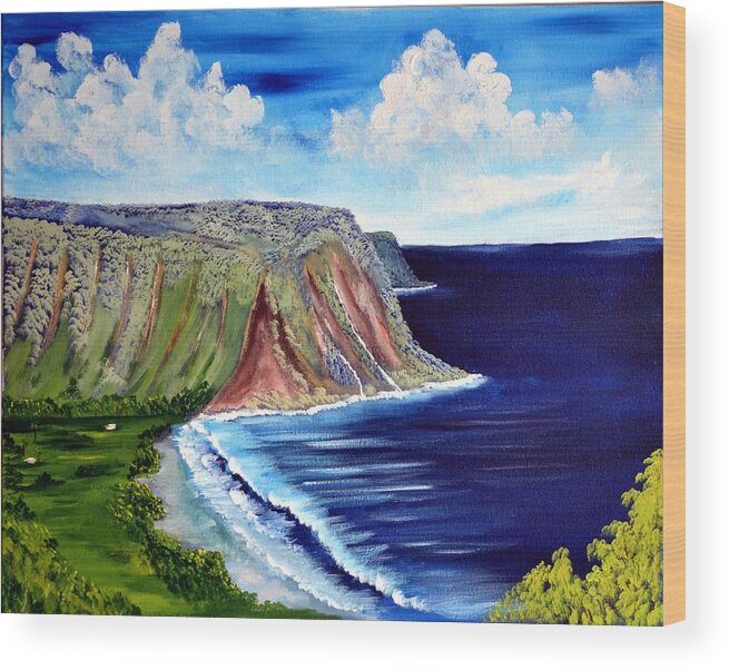 Waipio Valley Wood Print featuring the painting The Untouched Valley by Deepa Sahoo
