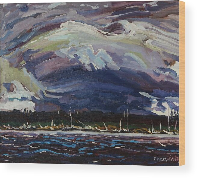 886 Wood Print featuring the painting Thomson's Thunderhead by Phil Chadwick