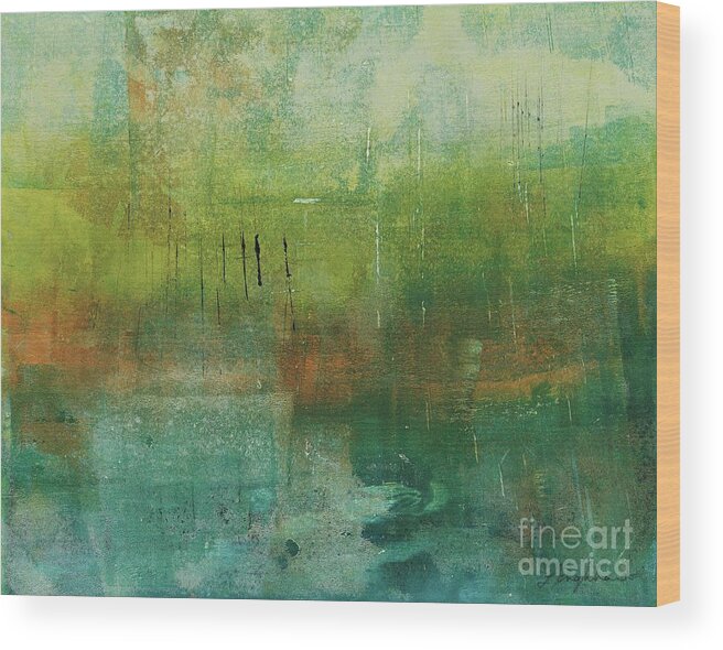 Abstract Wood Print featuring the painting Through The Mist by Laurel Englehardt