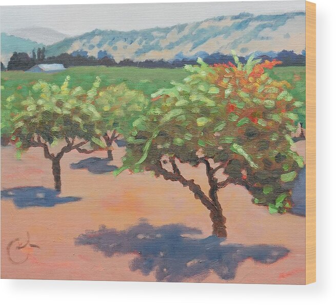 Winery Wood Print featuring the painting Touch of Fall by Gary Coleman