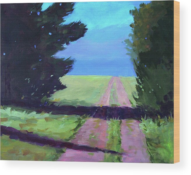 Western Landscape Painting Wood Print featuring the painting Toward the Endless Prairie by Nancy Merkle