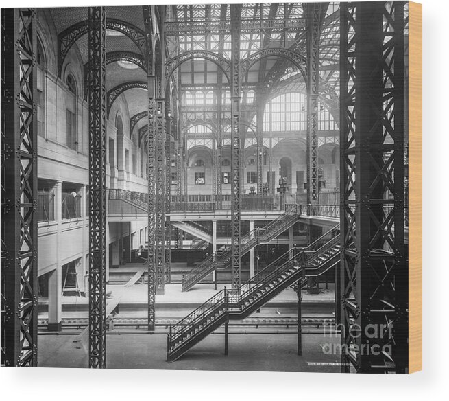 Penn Wood Print featuring the photograph Track level and concourses Pennsylvania Station New York by Russell Brown