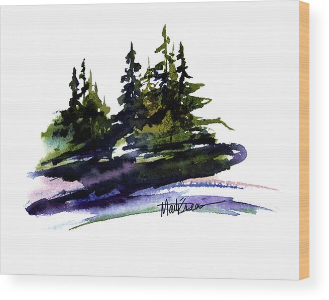 Northwest Trees Wood Print featuring the painting Trees by Marti Green