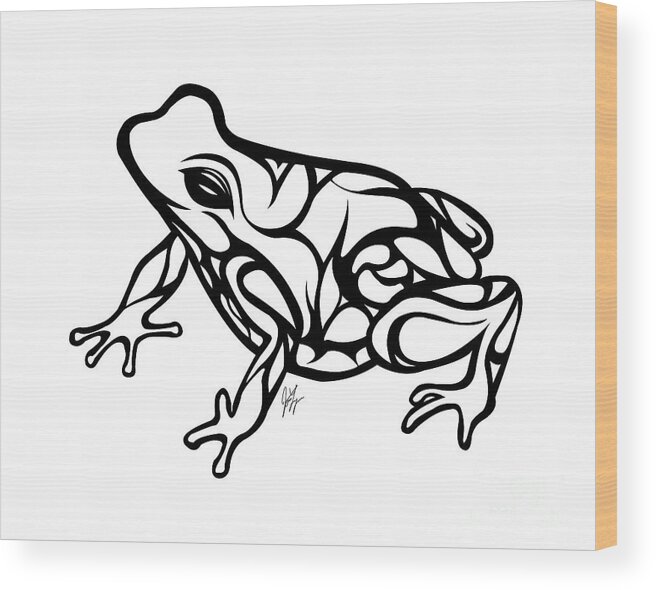 Frog Wood Print featuring the digital art Tribal Ribbet by JamieLynn Warber