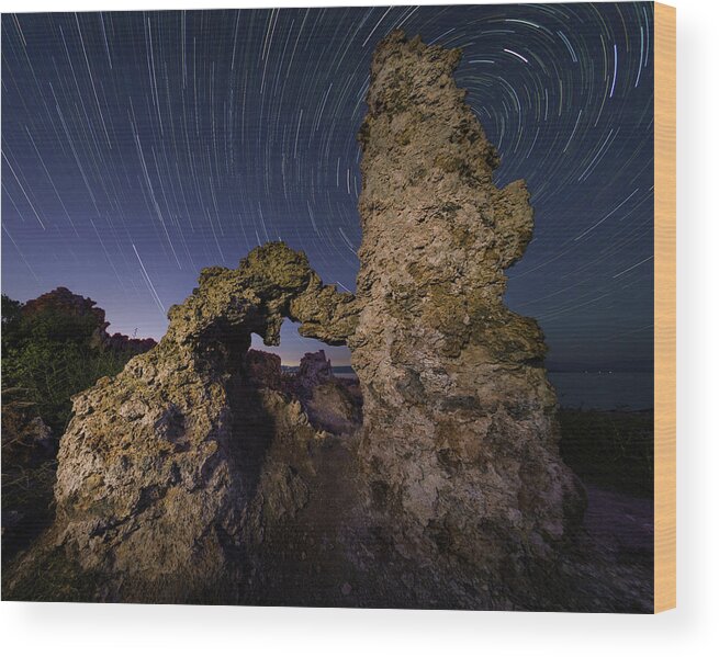 Tufa Wood Print featuring the photograph Tufa Formation at Blue Hour by Hal Mitzenmacher