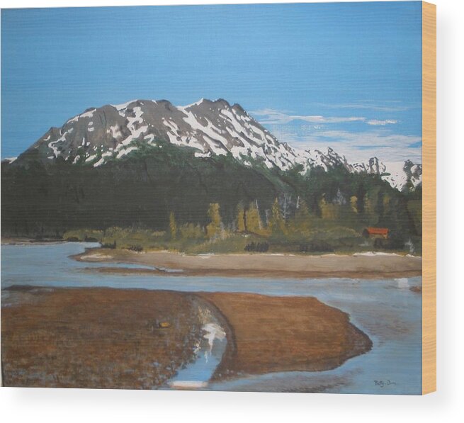 Landscape Wood Print featuring the painting Turnagain Arm Alaska by Betty-Anne McDonald