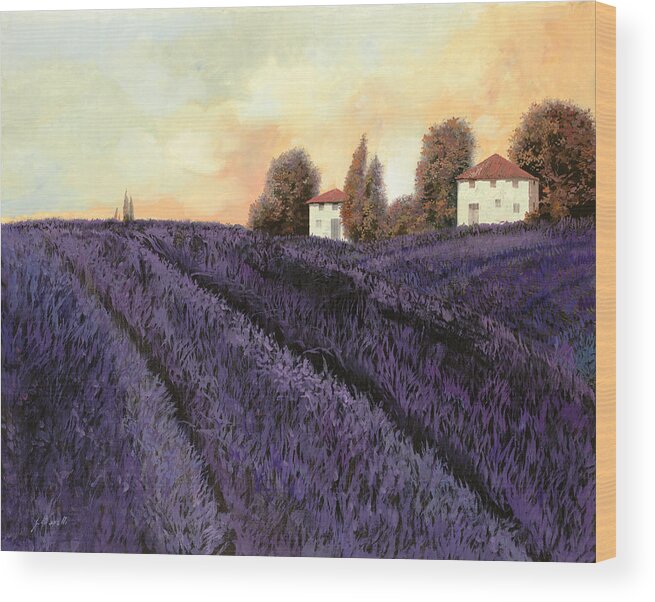Lavender Wood Print featuring the painting Tutta lavanda by Guido Borelli