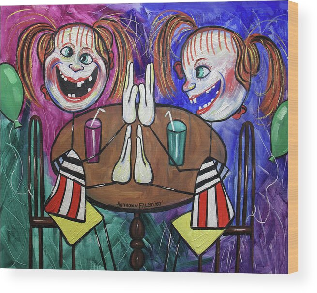 Twins Wood Print featuring the painting Twins by Anthony Falbo