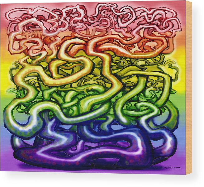 Vine Wood Print featuring the digital art Twisted Vines We Call Life LGBTQ by Kevin Middleton