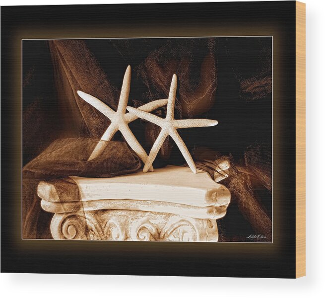 Shells Wood Print featuring the photograph Two dancing starfish by Linda Olsen