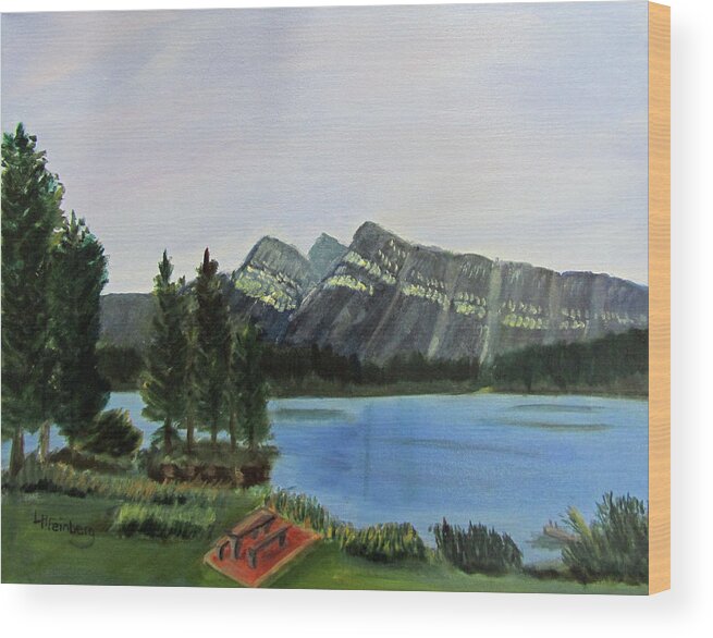 Lake Wood Print featuring the painting Two Jack Lake by Linda Feinberg