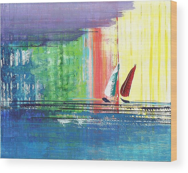 Sailboat Wood Print featuring the painting Two Sails by Corinne Carroll