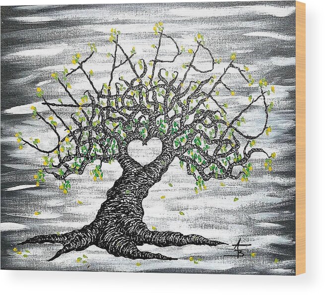 Love Wood Print featuring the drawing Untapped Love Tree by Aaron Bombalicki