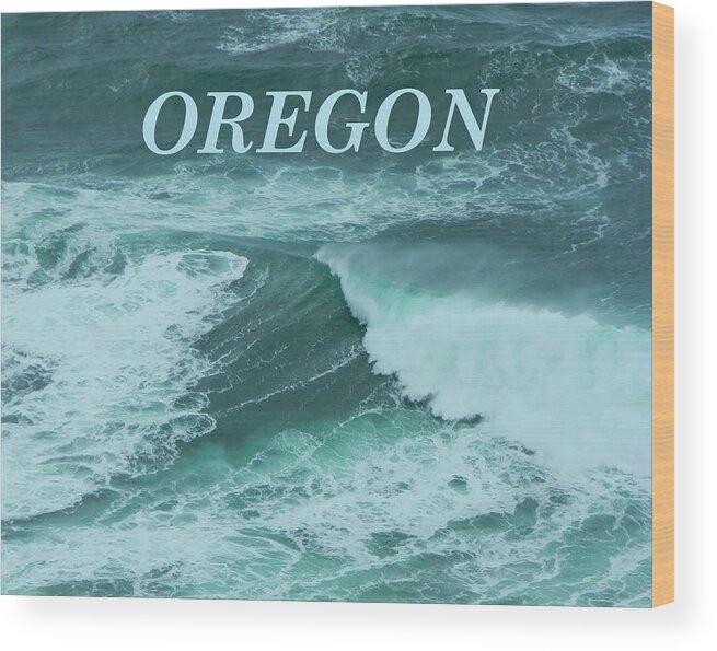 Cape Meares Lighthouse Wood Print featuring the photograph Unusual Green Wave by Gallery Of Hope 