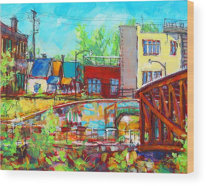 Urban Ecology Center Wood Print featuring the painting Urban Exposer by Les Leffingwell