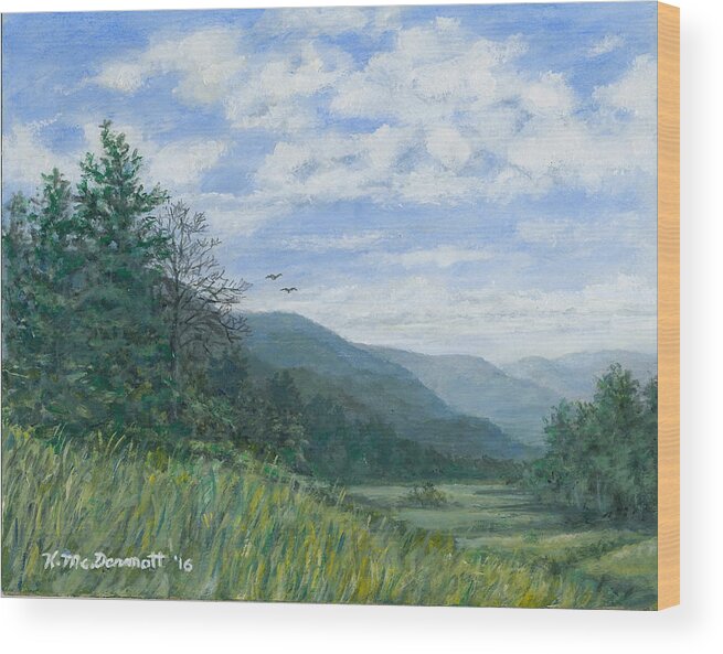 Mountains Wood Print featuring the painting Valley View by Kathleen McDermott
